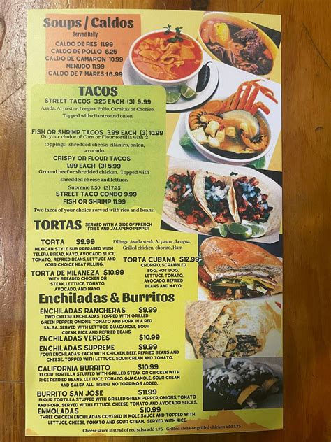 chile verde mexican restaurant menu